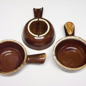 Set of 3 VIntage McCoy Drip Dripware Crocks Pots Soup Bowls w/Handles Antique